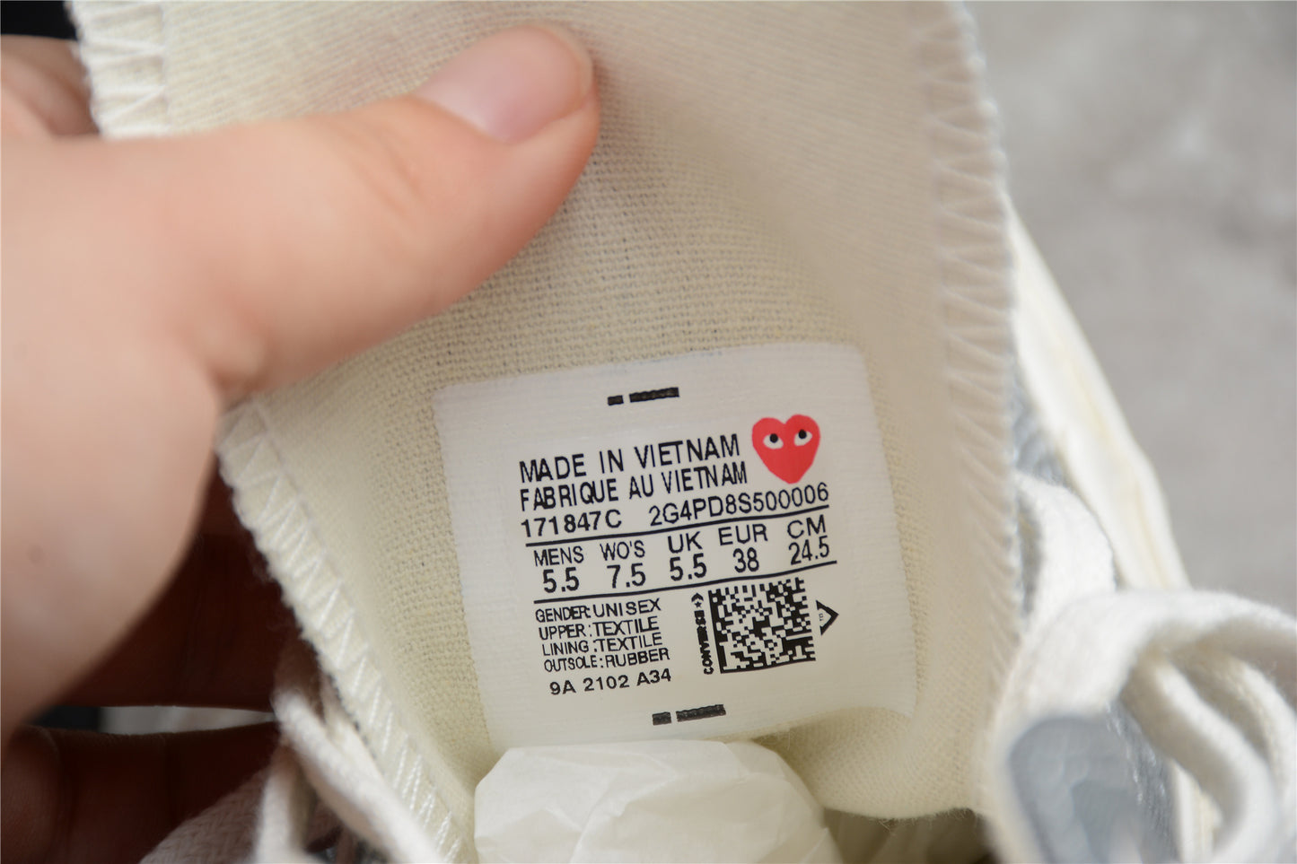 Comme des Garçons Play Chuck 70 HI Platforma gris