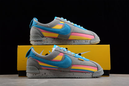 Cortez x Union LA gris, azul, amarillo y rosa