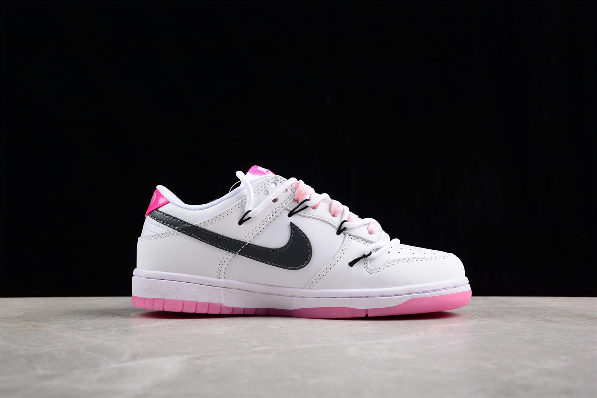 Dunk Low blanco, rosa y negro