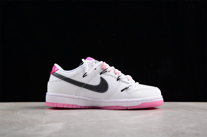 Dunk Low blanco, rosa y negro