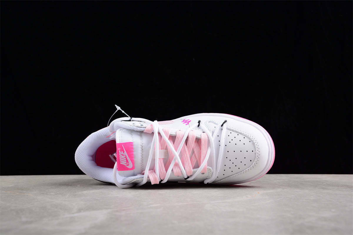 Dunk Low blanco, rosa y negro