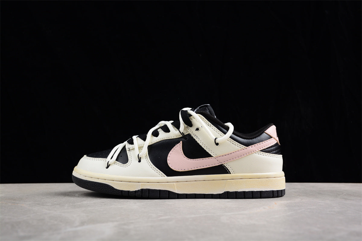 Dunk Low negro, crema y rosa pastel