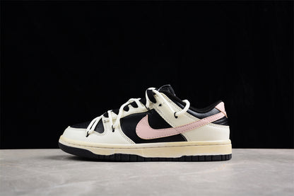 Dunk Low negro, crema y rosa pastel