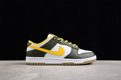 Dunk Low blanco, verde y amarillo