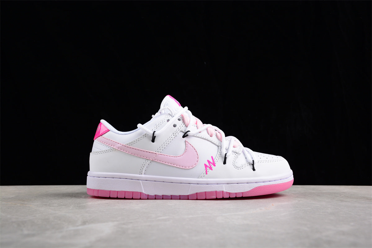 Dunk Low blanco, rosa y negro
