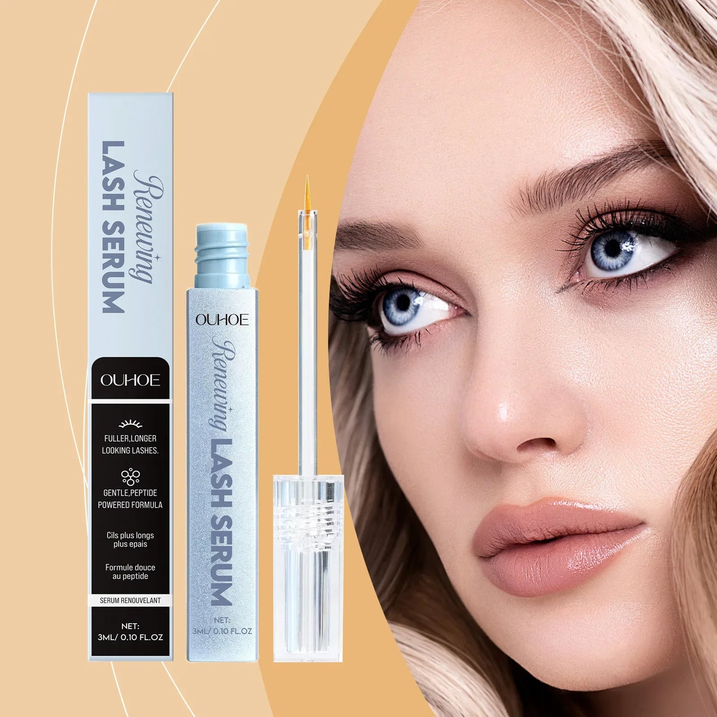 OUHOE Mascara Gentle Moisturizing Long Lasting Natural Looking Lashes Daily Portable Non Smudging Care Solution